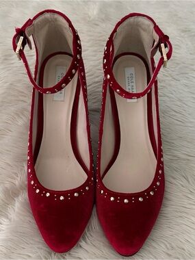 Cole Haan Women's Larue Grand Stud 85mm Pump in red velvet